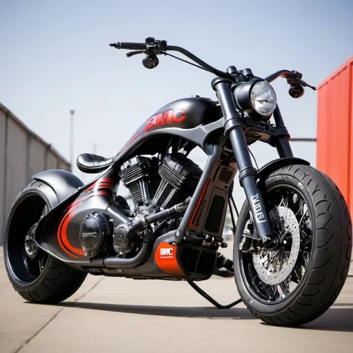 Prompt: BMC Notorious 918 Big Daddy Chopper motorcycle parked