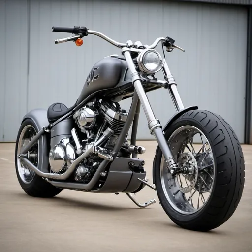 Prompt: Chopper BMC Notorious 918 Big Daddy Chopper motorcycle battleship grey