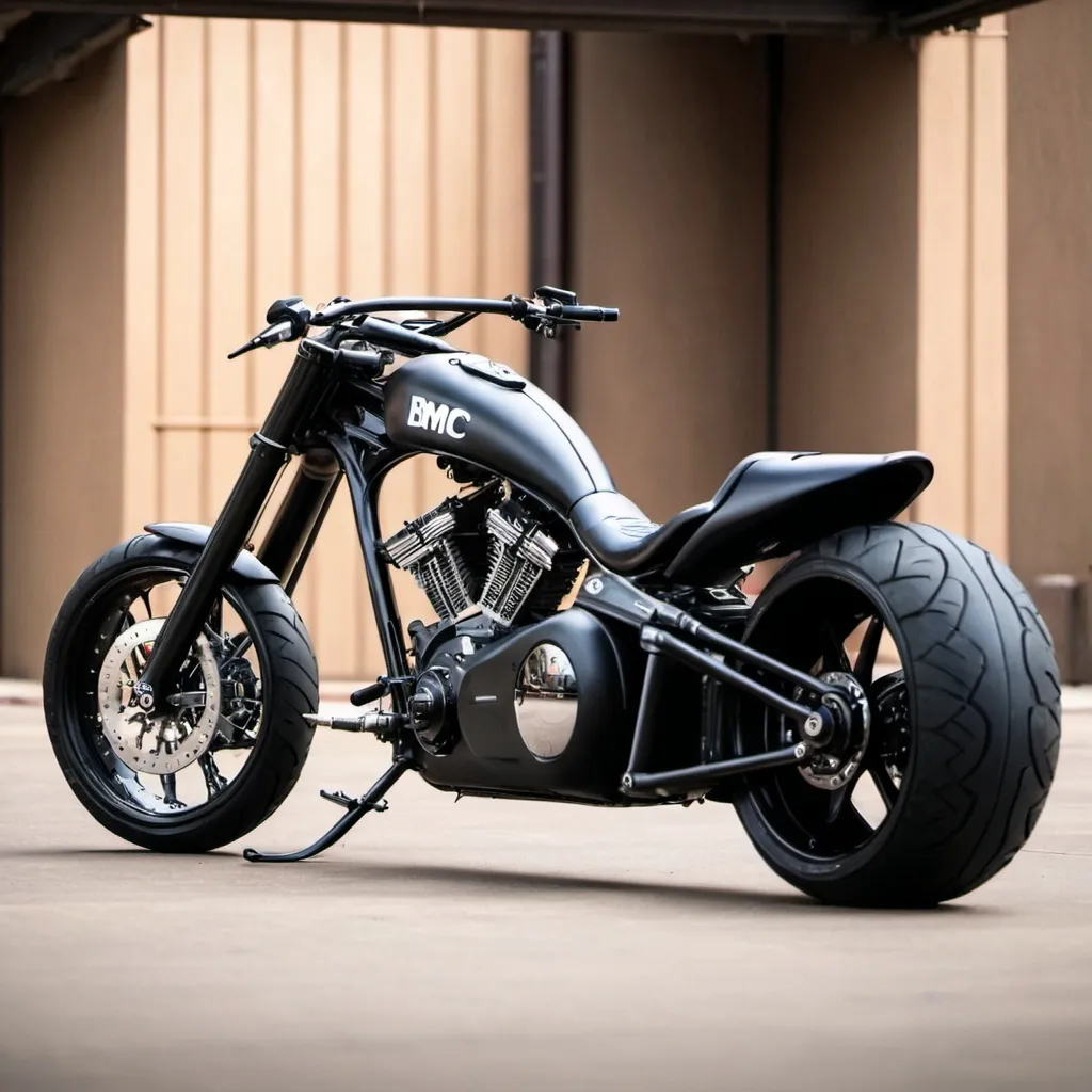 Prompt: BMC Notorious 918 Big Daddy Chopper motorcycle parked