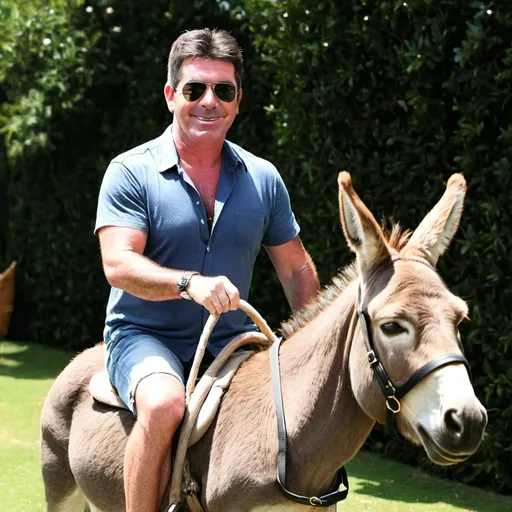 Prompt: Simon Cowell riding a donkey