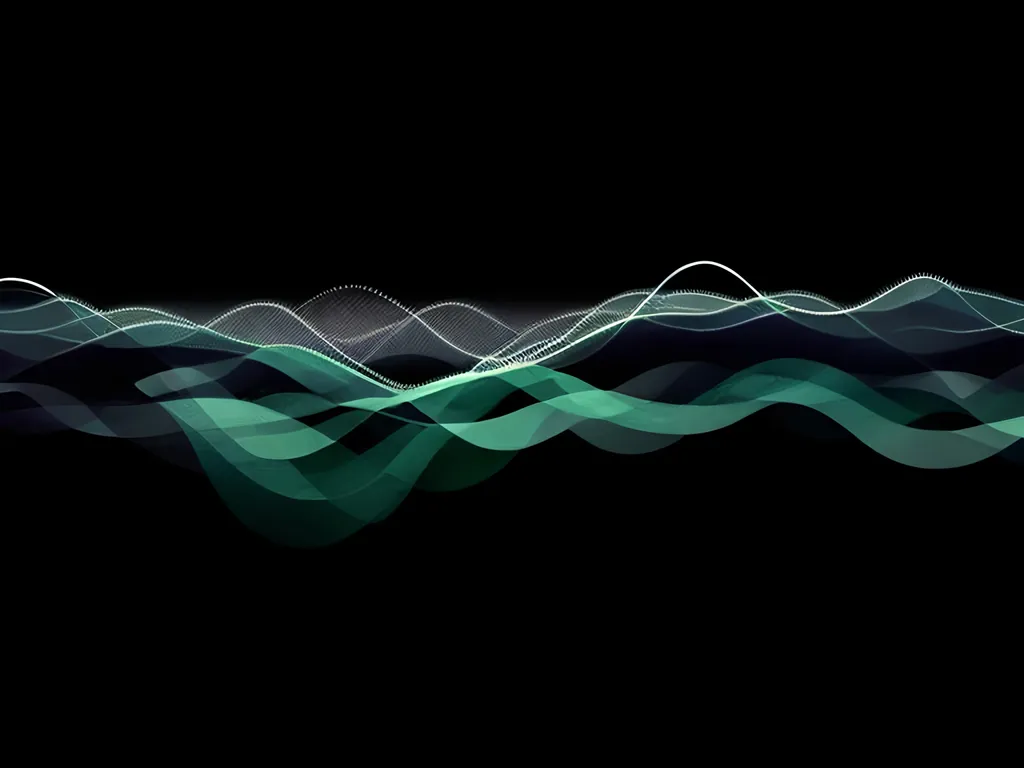 Prompt: dark green sound waves , lots of negative space