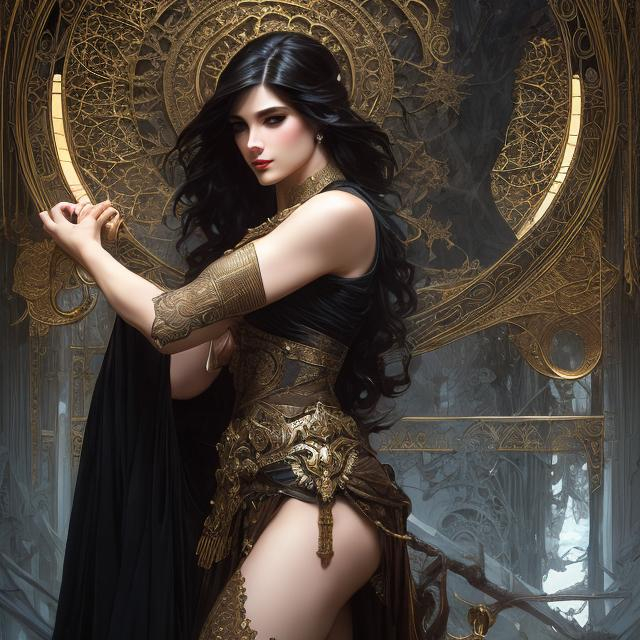 Prompt: Full body splash art of the god of death, scars, handsome, short hair, androgynous, feminine, charming, flirty, elegant, highly detailed, intricate, smooth, chairoscuro, sharp focus, artstation, digital painting, concept art, art by greg rutkowski, alphonse mucha and John William Waterhouse, D&D, fantasy