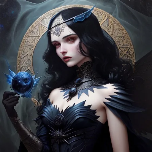 Prompt: comics cover by Bastien Lecouffe-Deharme, Hayv Kahraman, Erik Madigan Heck, Nicholas Hughes, Nicholas Hilliard, Daarken, faerietale couture, dark fantasy:: beauty, Dark Olympus, Hecate, decoupage, intertwined with encaustic painting, impasto, ethereal foggy, craquelure, witch, in the asterism sky, medieval armor with geoglyph engraves, in action, lunar