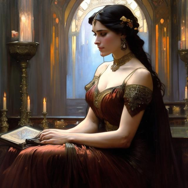 Prompt:  art by greg rutkowski, Alphonse Mucha, and John William Waterhouse, full body splash art of a very old sorceress, beautiful, friendly, looking at the camera, masterpiece, sensual, desire, open eyes, visible face, 8k, highly detailed, intricate, smooth, sharp focus, artstation, digital painting, concept art, D&D, fantasy, 