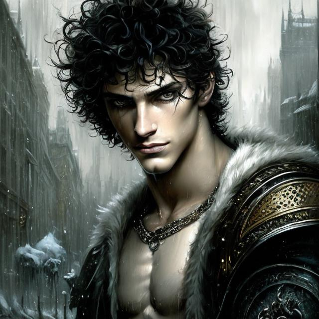 Prompt: art by Bastien Lecouffe, Luis Royo, and Billelis; splash art of the Greek god Hermes, handsome, soft, in his 30s, sensual, cunning, androgynous, looking at the camera, magical, androgynous, masterpiece, androgynous, highly detailed, detailed eyes, looking at the camera, fantasy, high definition, realistic, digital art, masterpiece, caduceus, warm colors