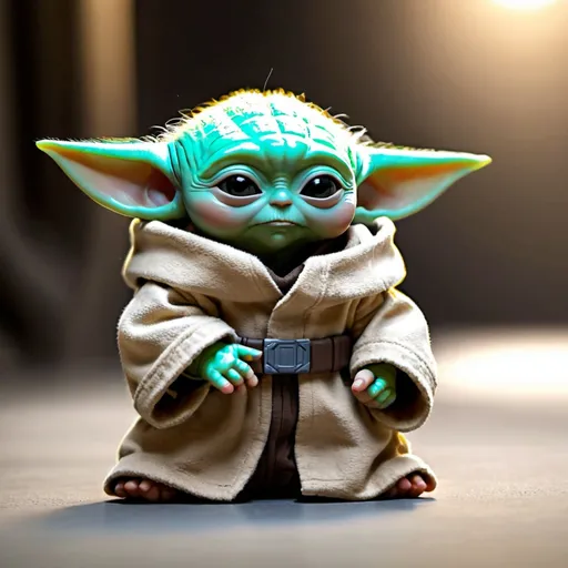 Prompt: baby yoda  imagining peace   