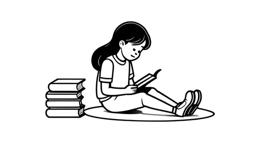 Prompt: minimal B&W icon, man talking on phone, svg, flat minimal line vector design, white background A 5-year-old girl sitting on the floor looking at a book