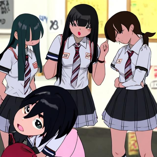 Prompt: Girls bullying a new schoolgirl