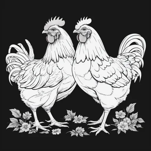 Prompt: Chickens outline no color