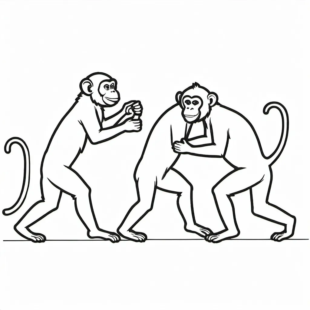 Prompt: Outline of monkey's playing