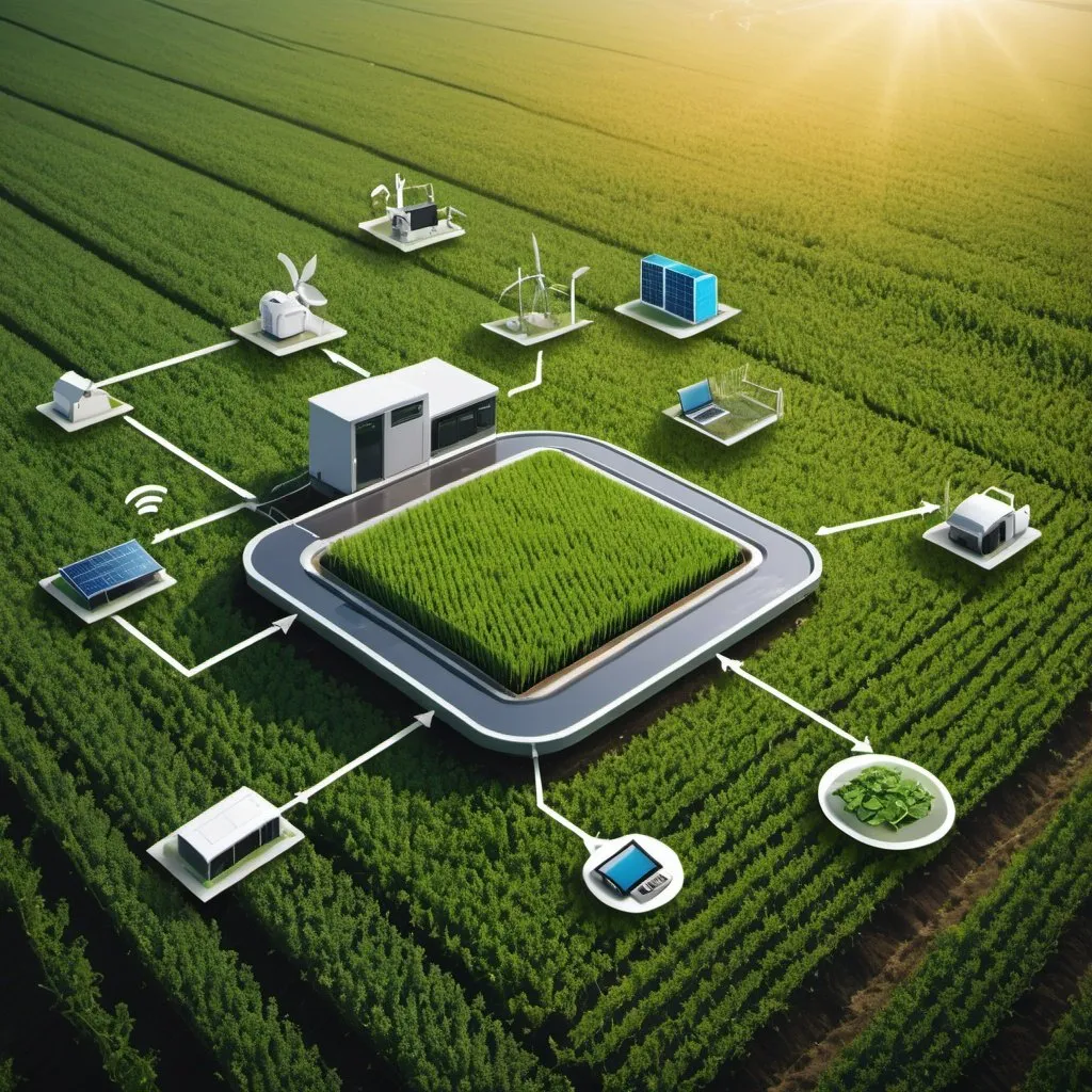 Prompt: smart agriculture picture used for a presentation on iot
