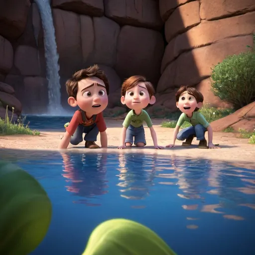 Prompt: pixar film photo called finding water
