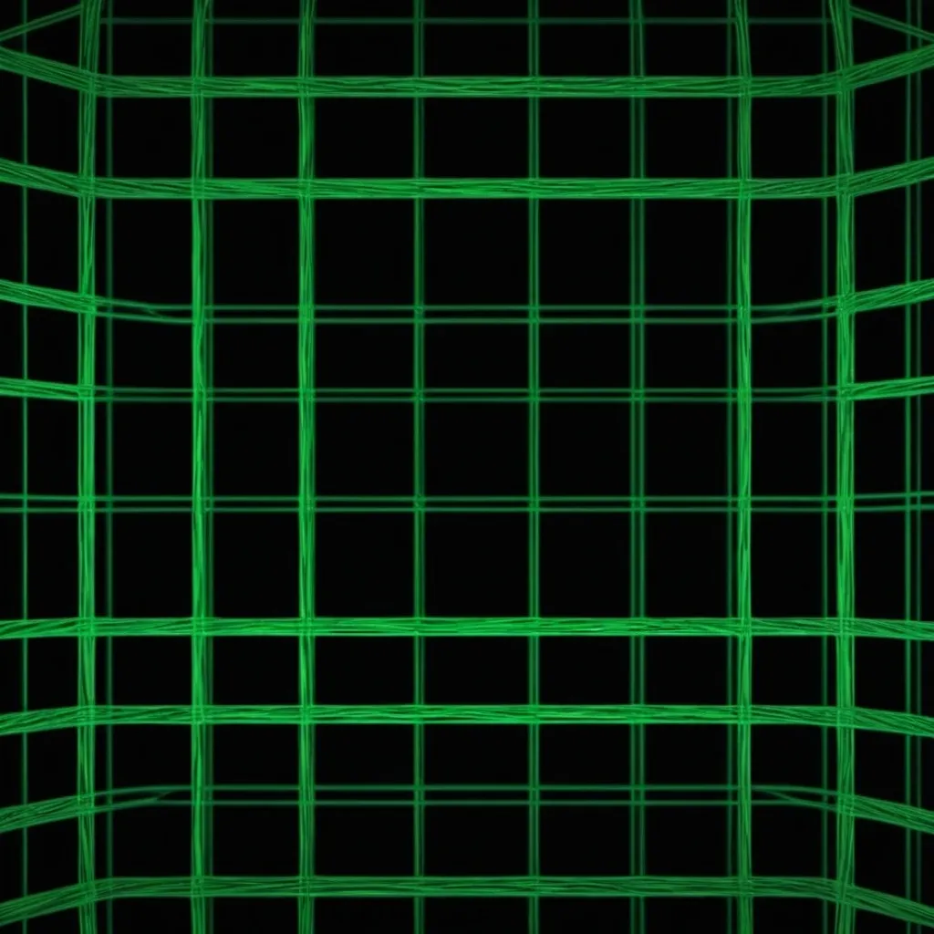 Prompt: Make image on a black background with a even spaced green grid on top