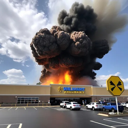 Prompt: Exploding a walmart