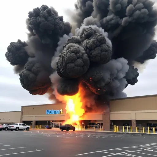 Prompt: Exploding a walmart