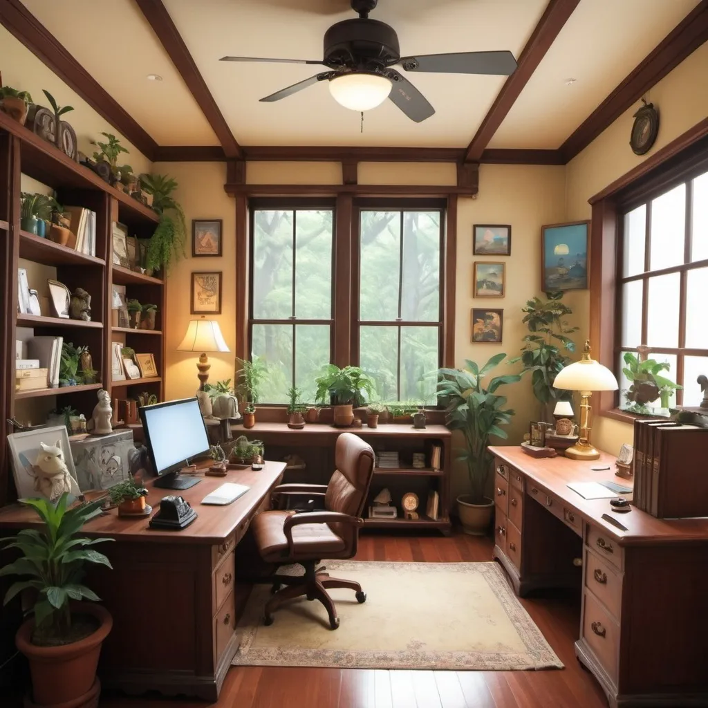 Prompt: Ghibli inspired office space
