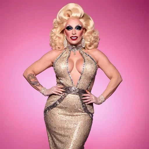 Prompt: Hollywood themed drag race promo for Lola Luxe - A statuesque beauty known for her impeccable fashion sense and witty humor.