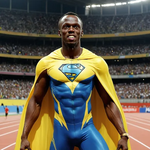 Prompt: Usain bolt as a superhero