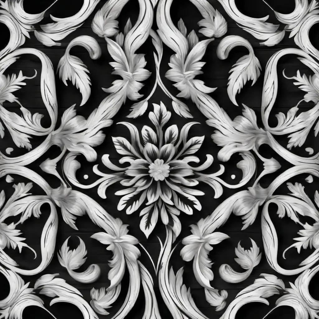 Prompt: seamless texture wood ornament pattern black and white