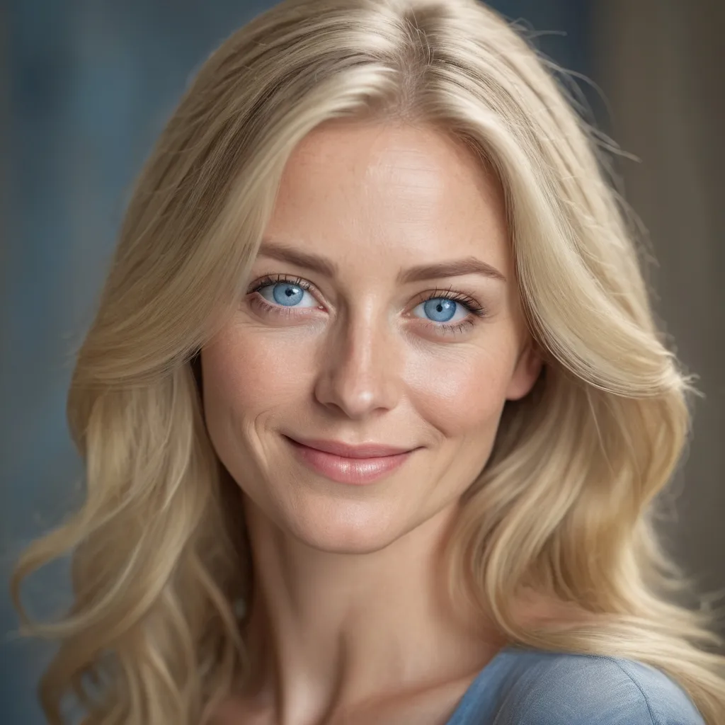 Prompt: Beautiful, serene, 30-year-old woman with blonde hair and blue eyes, high-quality portrait, realistic, soft lighting, detailed features, elegant, natural beauty, flowing hair, gentle smile, serene expression, realistic skin texture, highres, detailed portrait, serene, soft lighting, natural beauty