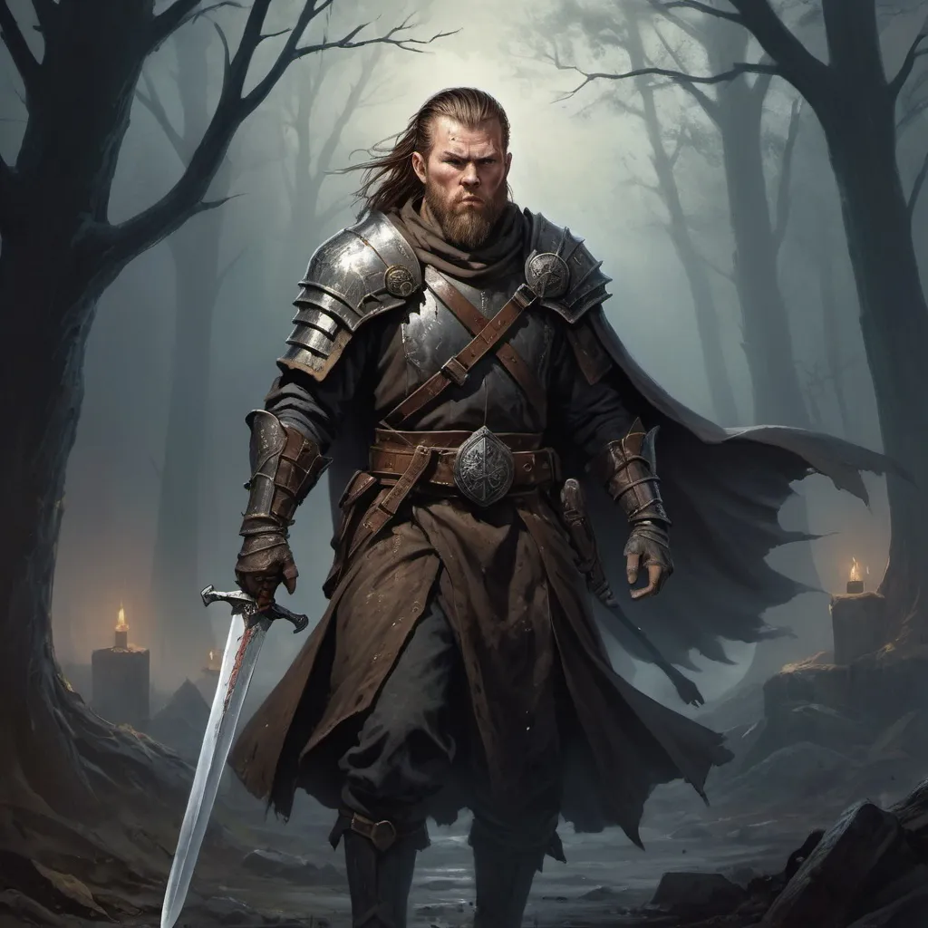 Ryan Hurst, detailed DnD fantasy art of a heroic hum...