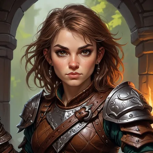 Detailed DnD fantasy art of a heroic female halfling...