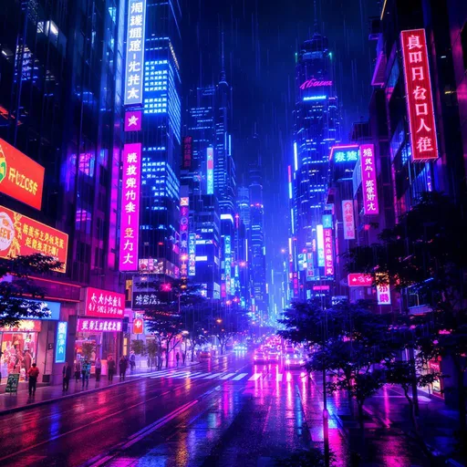 Prompt: una ciudad futurista con luces de  neon brillantes 8k