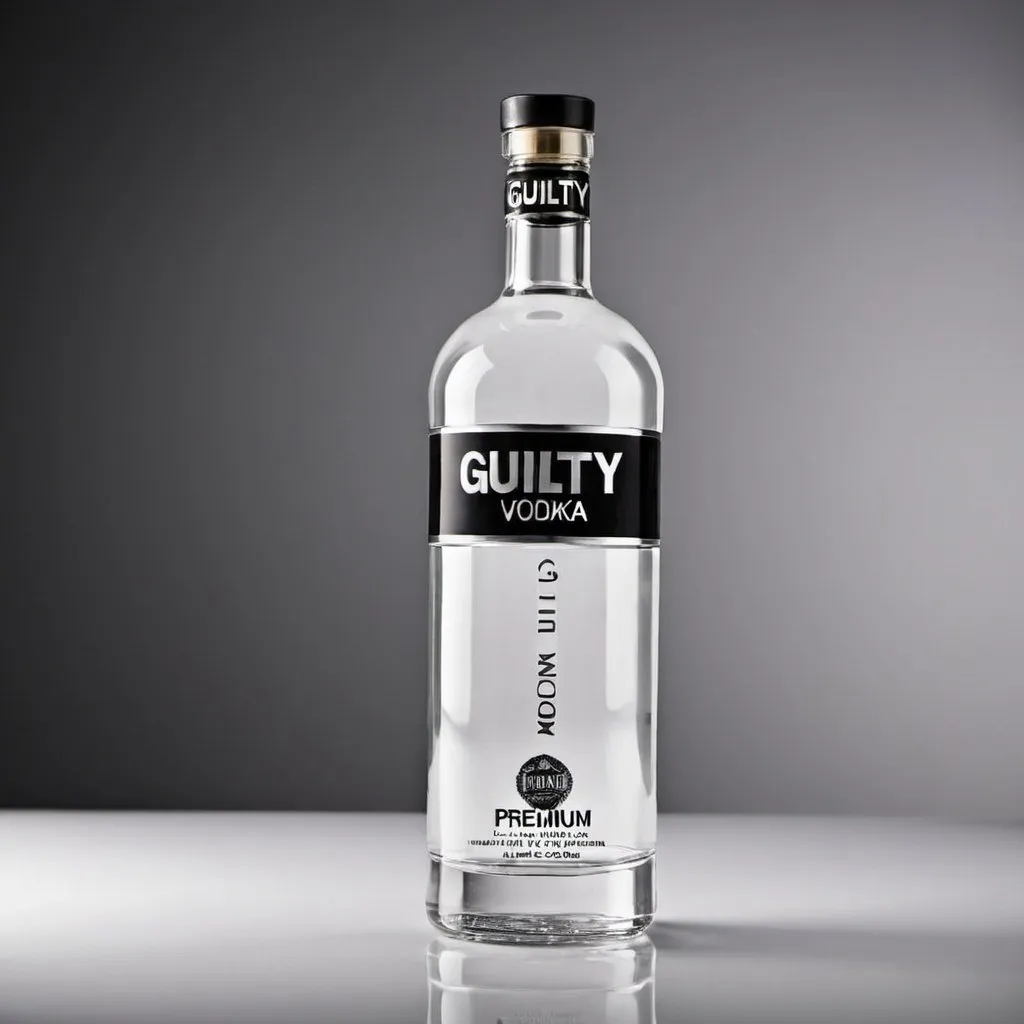 Prompt: A bottle of vodka with name guilty premium vodka
