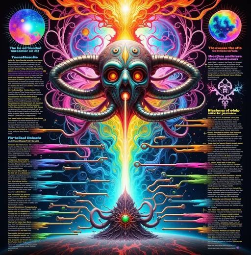 Prompt: :Diagram: Design a page for a science book about flamethrowers, including explanations and calculations; add a lot of written text; show pictures of different flamethrowers; sovjet style; biomechanical cyberpunk; dystopia; use bright holographic rainbow colours and add a lot of very strong shiny silver effects; make it look like a chart for school