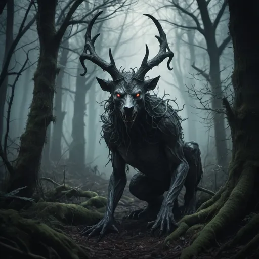 Prompt: Satanic woodland creatures.