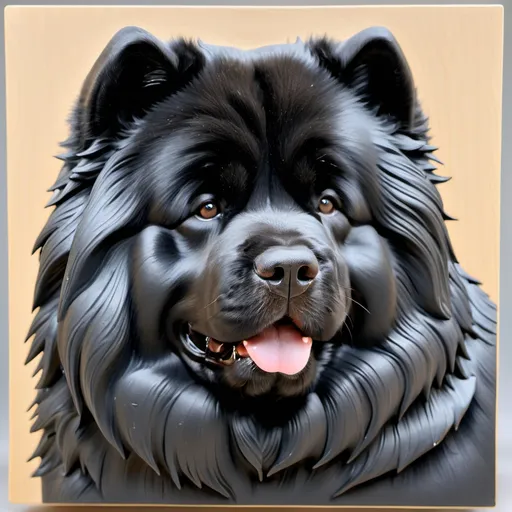 Prompt: black chow chow relief