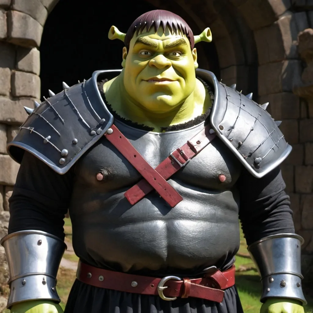 Prompt: Make a Shrek dressed as guts from berserk 