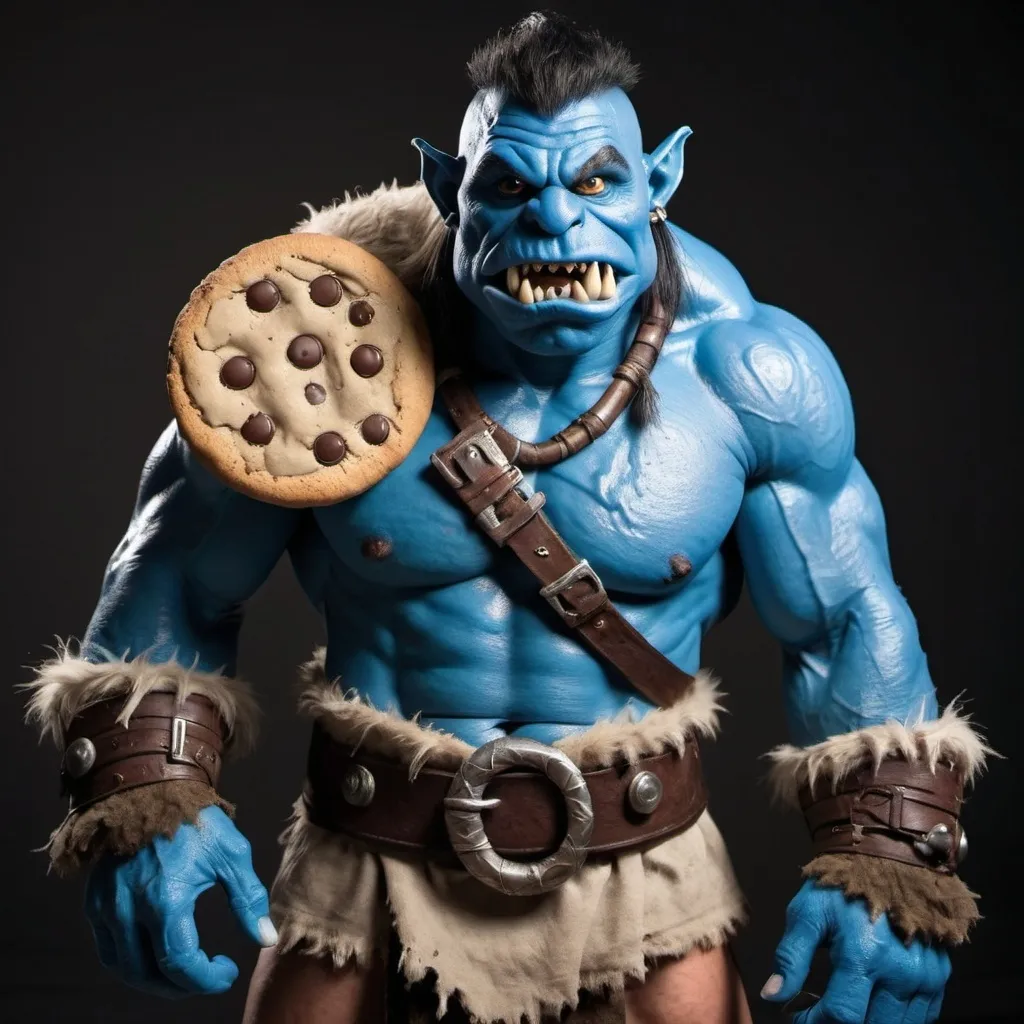 Prompt: Level 10 Half-orc barbarian that has an uncanny resemblance to the cookie monster from sesame street
