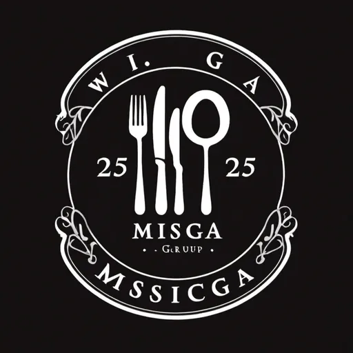 Prompt: We are a group called “Misicga”. We are a group that travels in search of delicious food. We are celebrating our 25th anniversary this year and we want to create a logo to commemorate it. Please draw me a nice logo for us, but don't include the word group and a picture of food, cutlery, knife, and fork. 