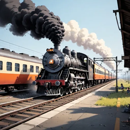 Prompt: A train is passing by quickly
