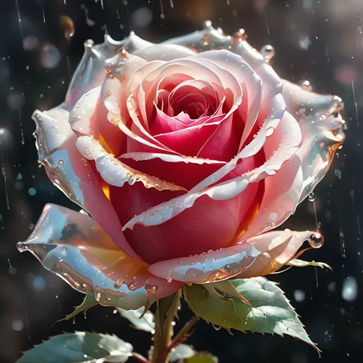 Prompt: insanely detailed, realistic, 24k resolution, stunning single magical rose surrounded by ethereal shimmer, majestic, ethereal, sharp focus, by Marc Simonetti & Yoji Shinkawa & WLOP, paint drops, rough edges, trending on artstation, studio photo, intricate details, highly detailed, digital painting, perfect_composition, stunning, something that even doesn't exist