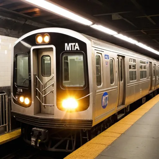 Prompt: mta train in city