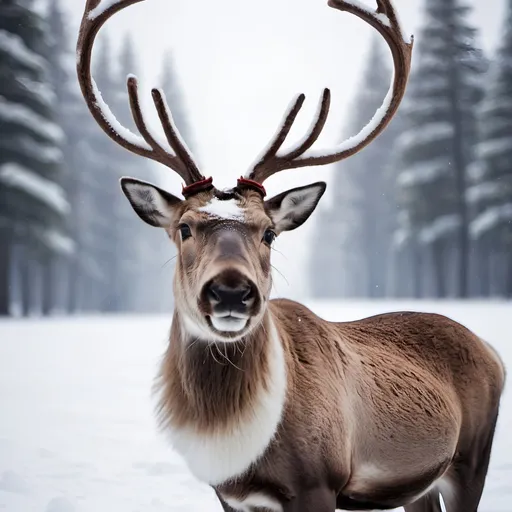Prompt: Reindeer snow peace