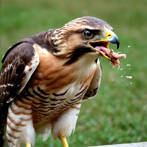 Prompt: A hawk spitting a loogie