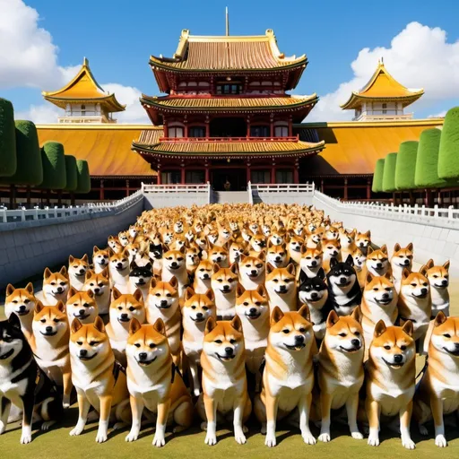 Prompt: A picture of a Kingdom that is ruled by shiba inu k9 units

