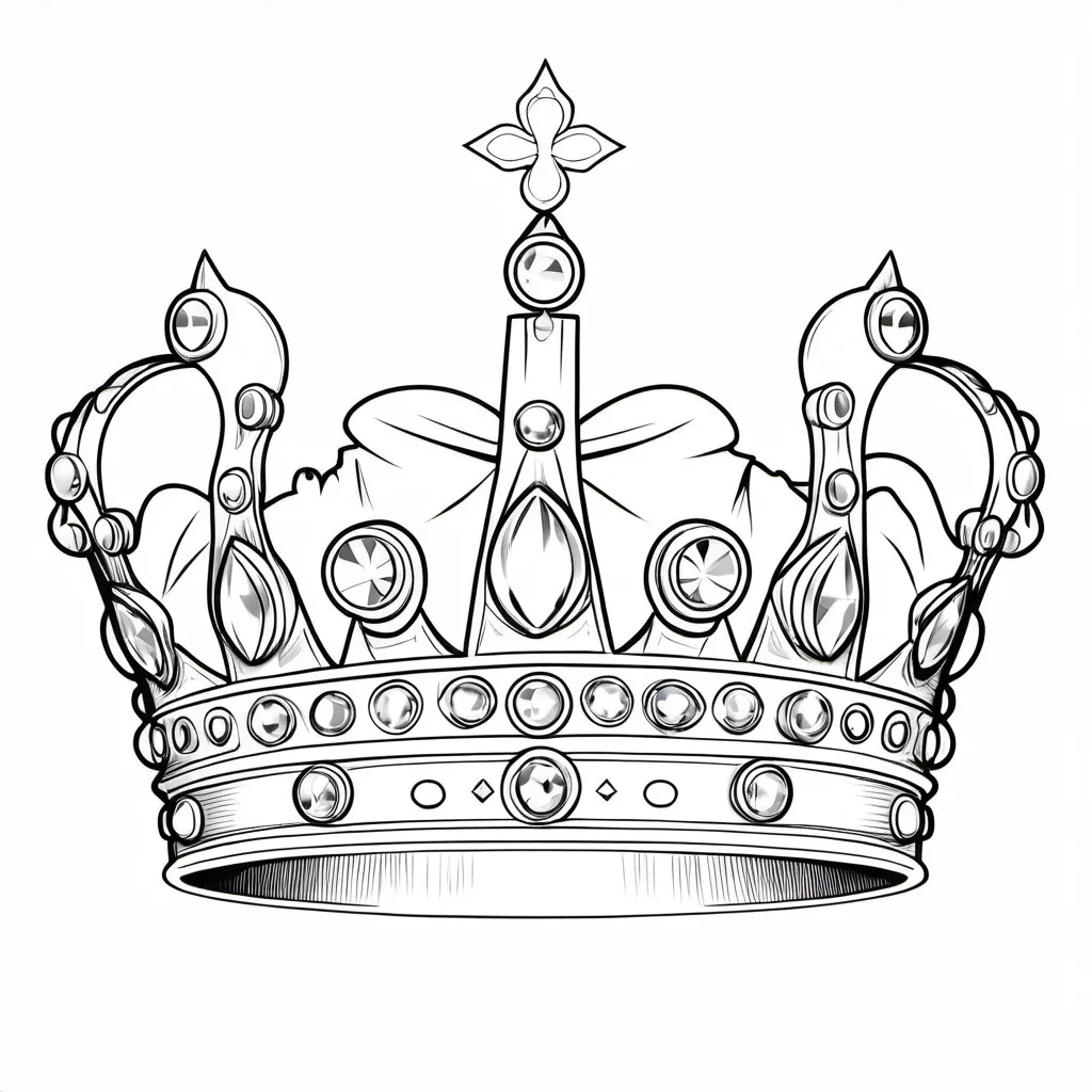 Prompt: a coloring page of a  one dimensional crown with space for 5 jewels but the jewels are missing 

