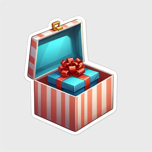 Prompt: 2d, cute, stickers, game asset icons, shop item, white background, present box open, an empty box