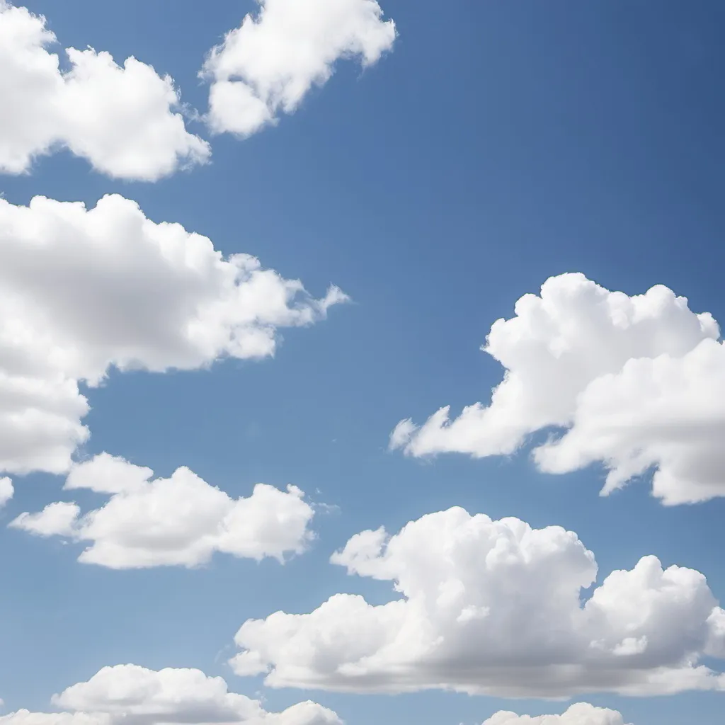 Prompt: A bedding with blue sky and white clouds