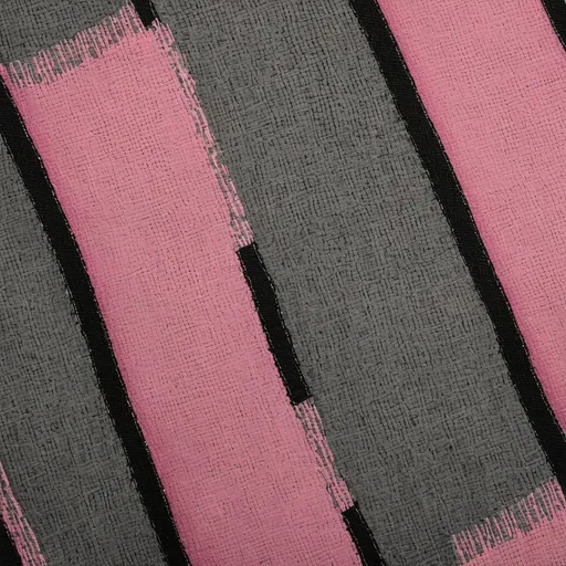 Prompt: A rough textured fabric with grey, pink and black colors