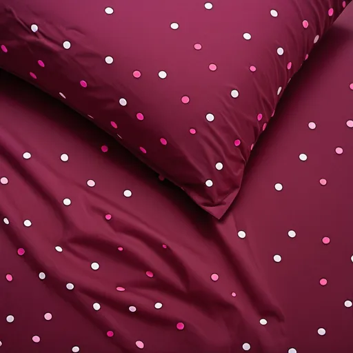 Prompt: A maroon plain sheet with a colourful small pink dots