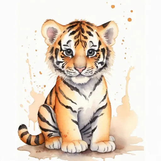 Prompt: 3 cute tiger, watercolour work