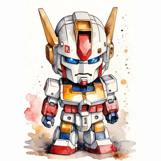 Prompt: cute gundam rx-78, watercolour work