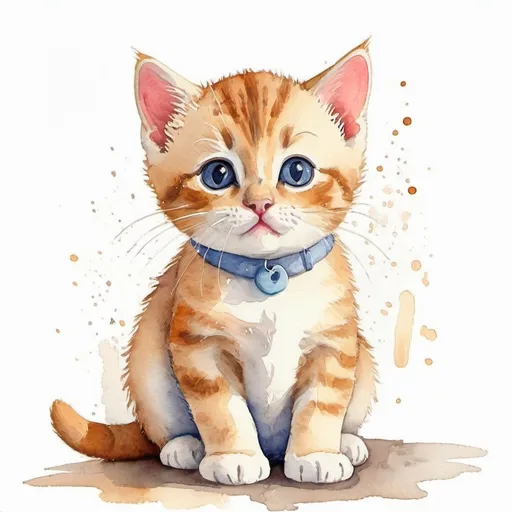 Prompt: cute cat, watercolour work