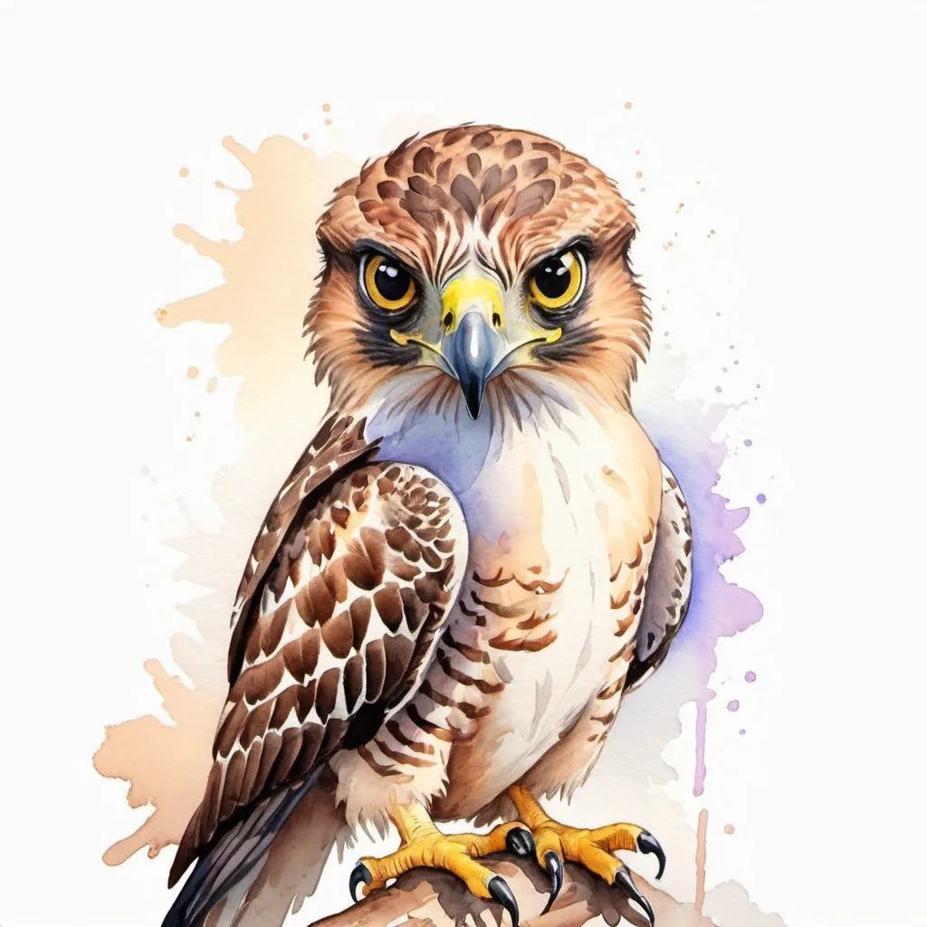 Prompt: cute hawk, watercolour work