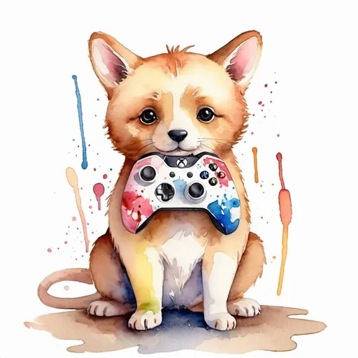 Prompt: cute xbox gamepad, watercolour work